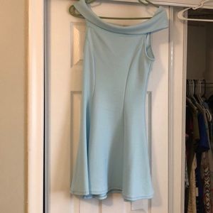 Off the shoulder light blue dress